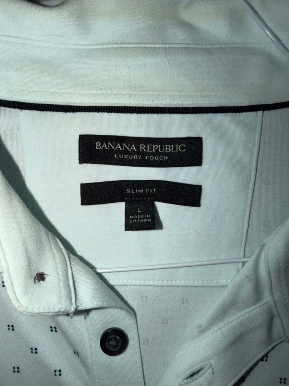 Banana Republic Light Blue Polo with Micro Dot Print - Picture 3 of 5